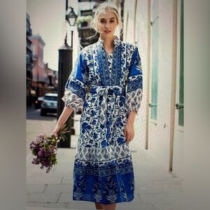 Sue Sartor Floral Maxi Dress with Tie Belt